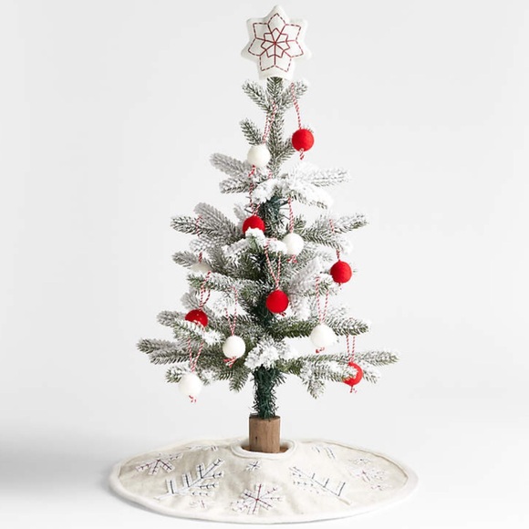 Crate and Barrel Kids Nordic Wee Christmas Tree Flocked Tree Skirt Colorful Ball - Picture 10 of 10